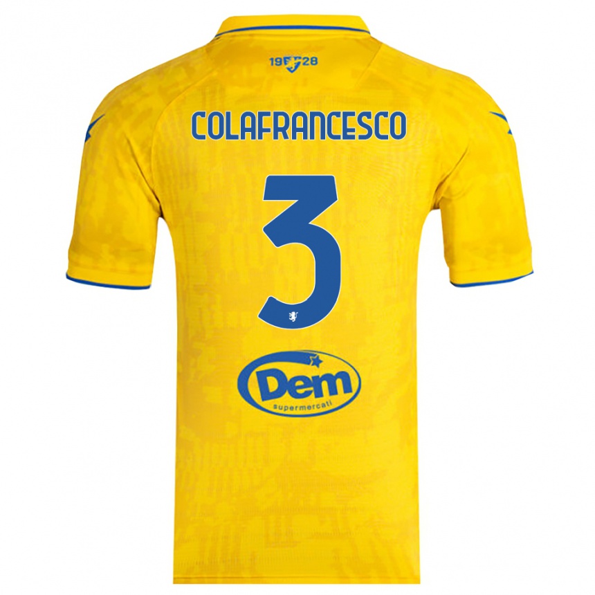 ילדים כדורגל Filippo Colafrancesco #3 צהוב כחול ג'רזי ביתית 2025/26