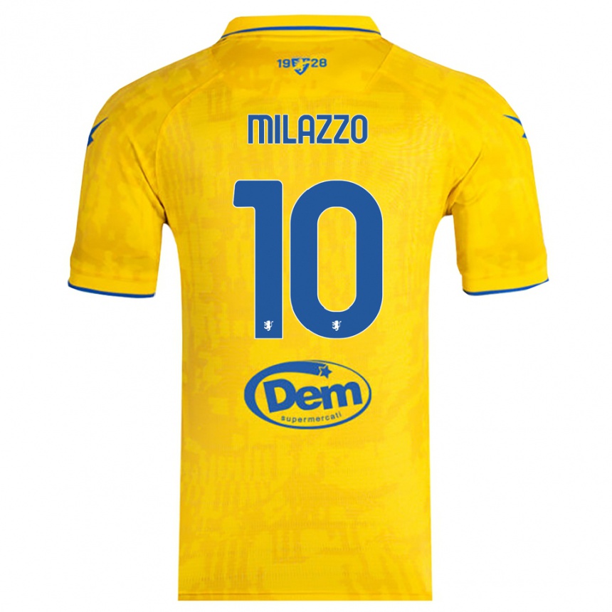 ילדים כדורגל Simone Milazzo #10 צהוב כחול ג'רזי ביתית 2025/26