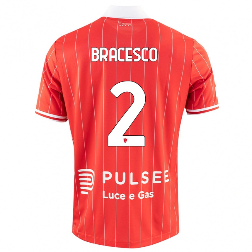 ילדים כדורגל Riccardo Bracesco #2 אדום לבן ג'רזי ביתית 2025/26