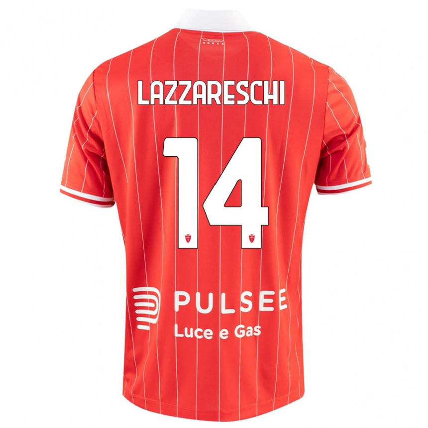 ילדים כדורגל Andrea Lazzareschi #14 אדום לבן ג'רזי ביתית 2025/26