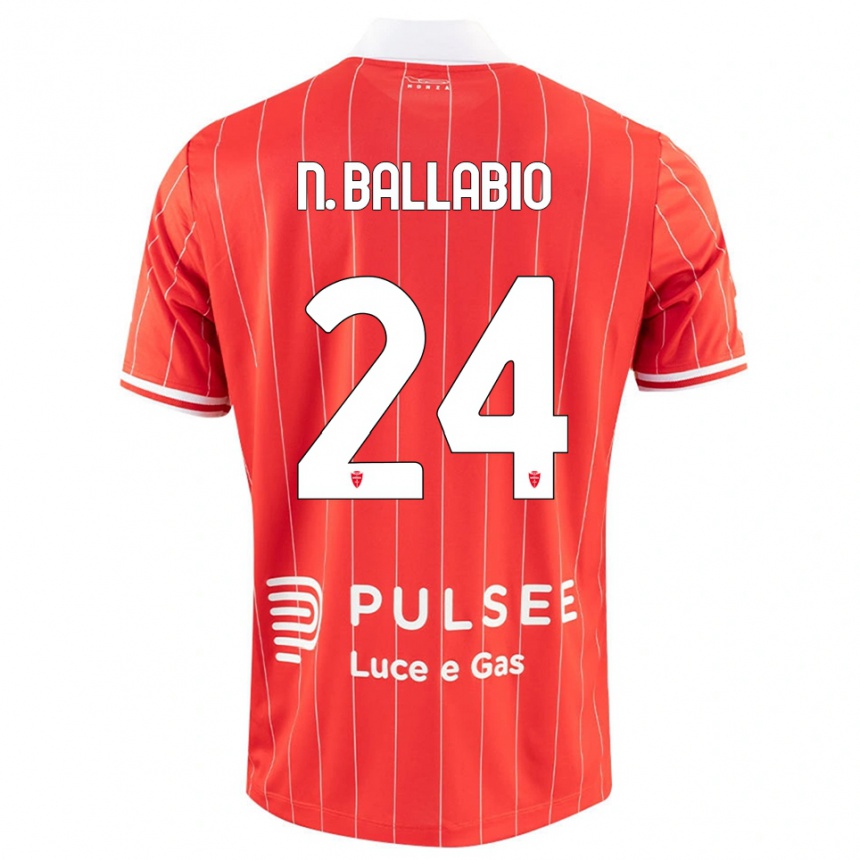 ילדים כדורגל Nicolò Ballabio #24 אדום לבן ג'רזי ביתית 2025/26