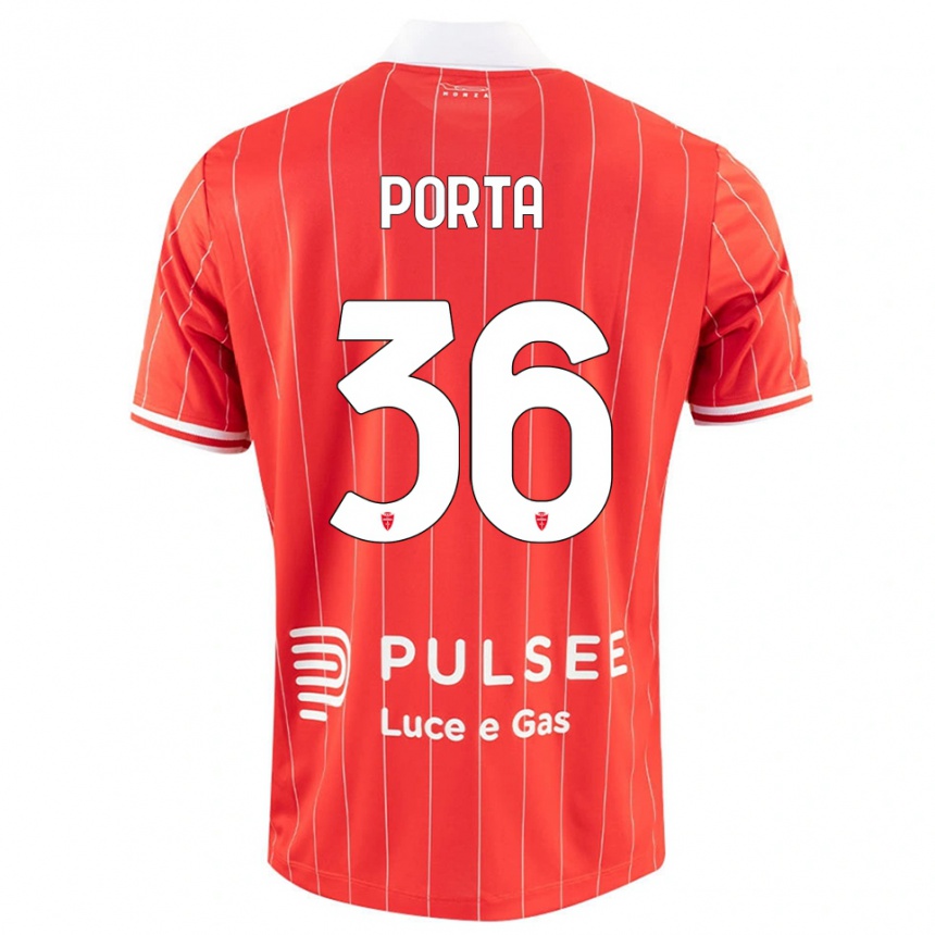 ילדים כדורגל Matteo Porta #36 אדום לבן ג'רזי ביתית 2025/26