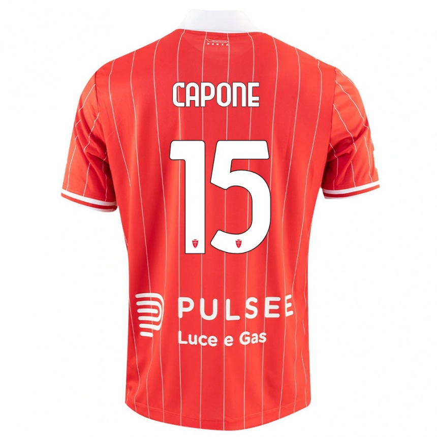 ילדים כדורגל Edoardo Capone #15 אדום לבן ג'רזי ביתית 2025/26