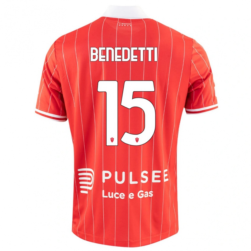 ילדים כדורגל Elia Benedetti #15 אדום לבן ג'רזי ביתית 2025/26