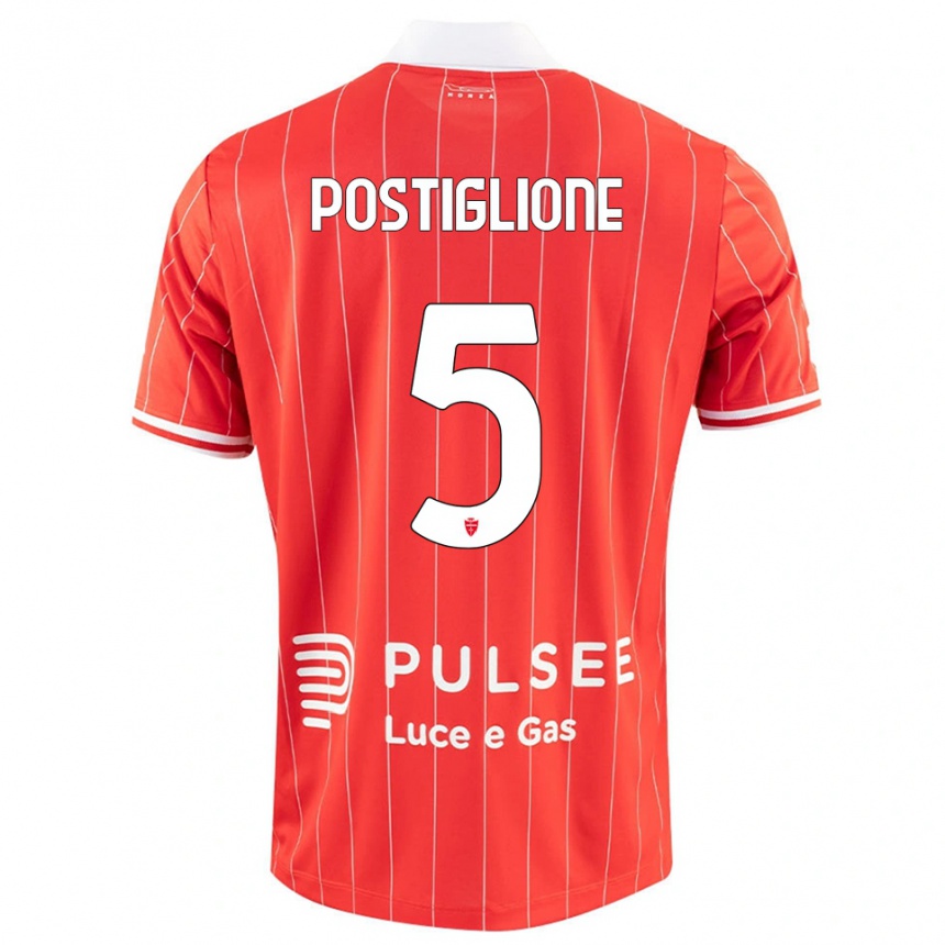 ילדים כדורגל Nicolò Postiglione #5 אדום לבן ג'רזי ביתית 2025/26