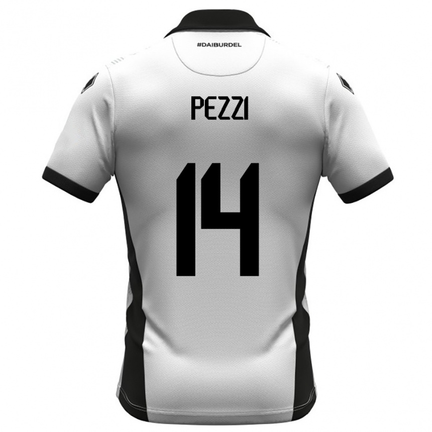 ילדים כדורגל Alessandro Pezzi #14 לבן שחור כתום ג'רזי ביתית 2025/26