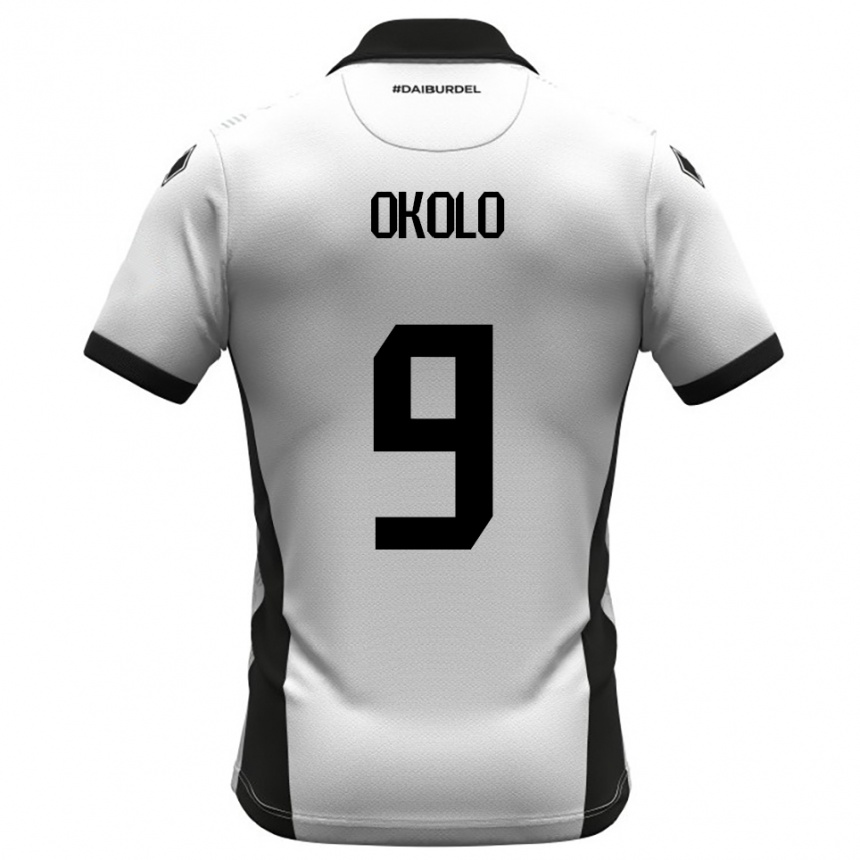 ילדים כדורגל Daniel Okolo #9 לבן שחור כתום ג'רזי ביתית 2025/26