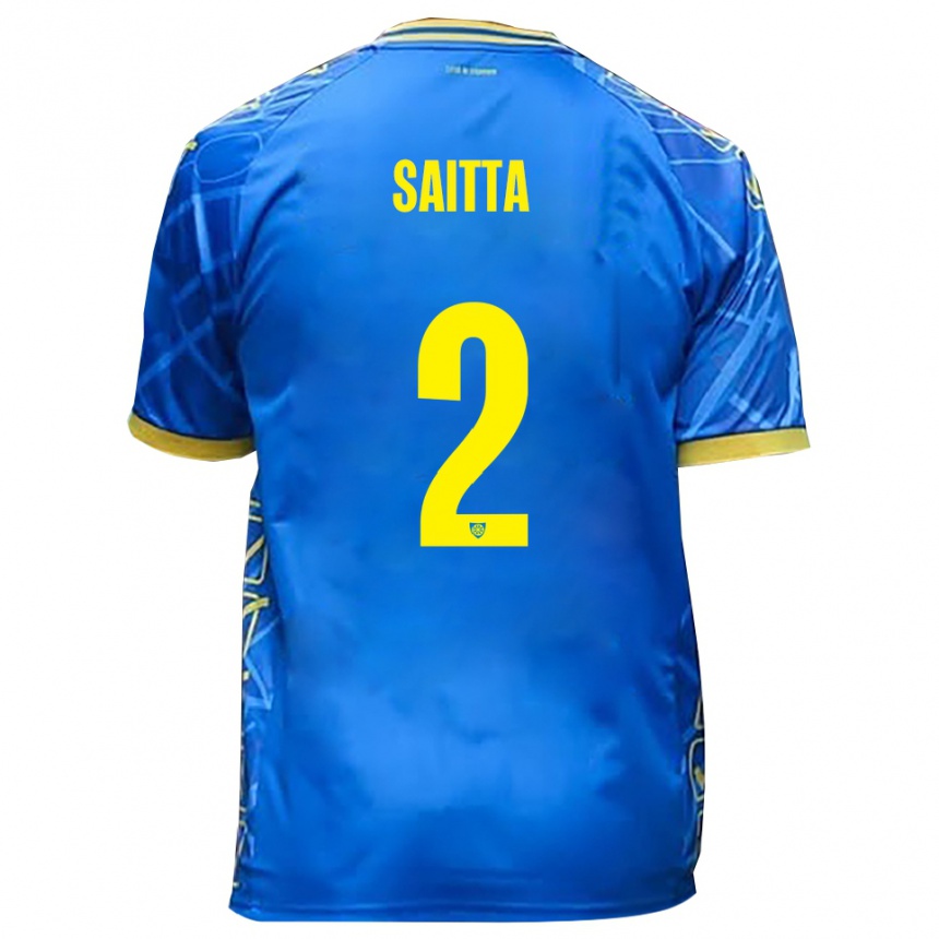 ילדים כדורגל Mattia Saitta #2 כחול שמיים צהוב ג'רזי ביתית 2025/26