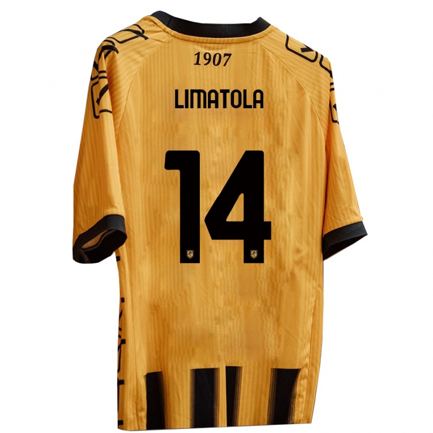 ילדים כדורגל Luigi Limatola #14 צהוב שחור ג'רזי ביתית 2025/26