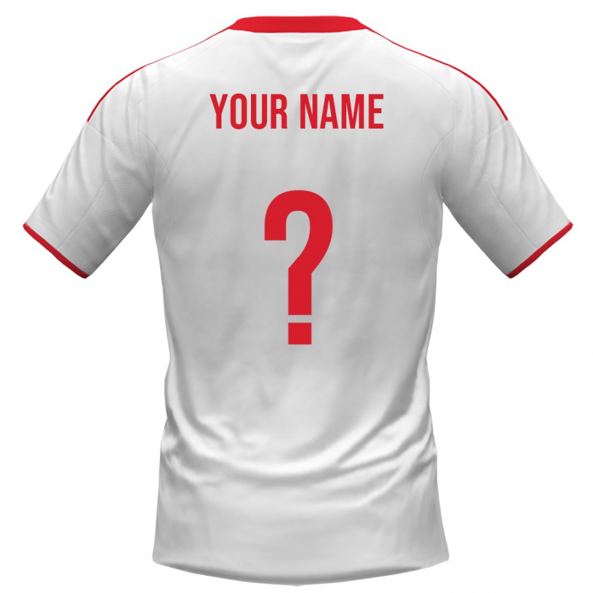 ילדים כדורגל השם שלך #0 לבן אדום ג'רזי ביתית 2025/26