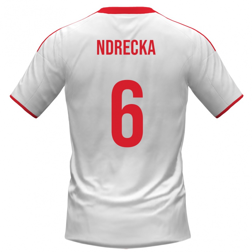 ילדים כדורגל Eros Ndrecka #6 לבן אדום ג'רזי ביתית 2025/26