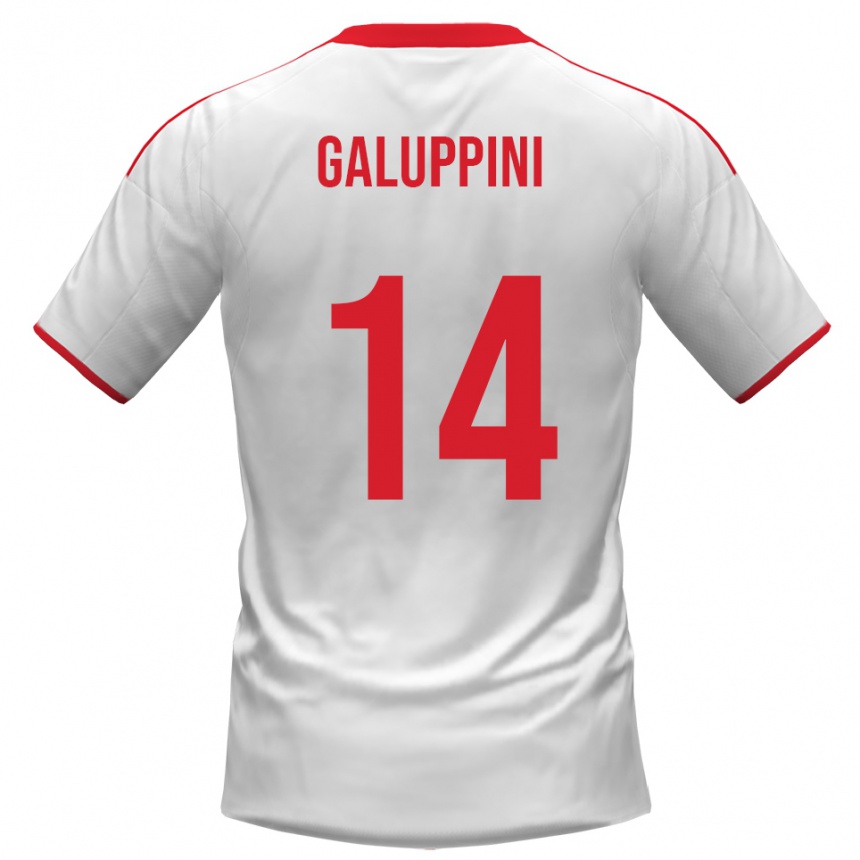 ילדים כדורגל Francesco Galuppini #14 לבן אדום ג'רזי ביתית 2025/26