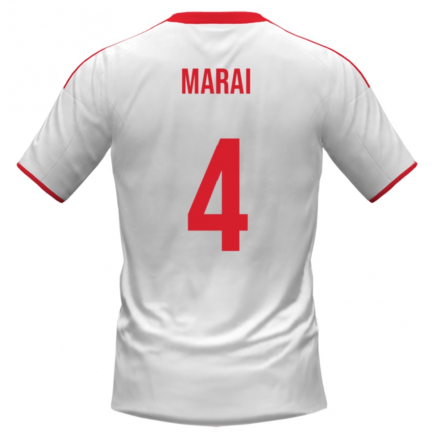 ילדים כדורגל כריסטיאן מראי #4 לבן אדום ג'רזי ביתית 2025/26