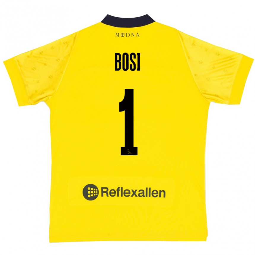 ילדים כדורגל Matteo Bosi #1 צהוב כחול נייבי ג'רזי ביתית 2025/26