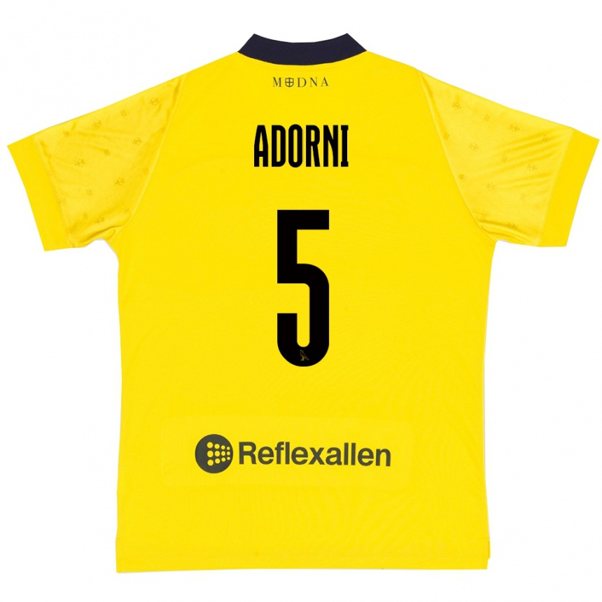 ילדים כדורגל דוידה אדורני #5 צהוב כחול נייבי ג'רזי ביתית 2025/26