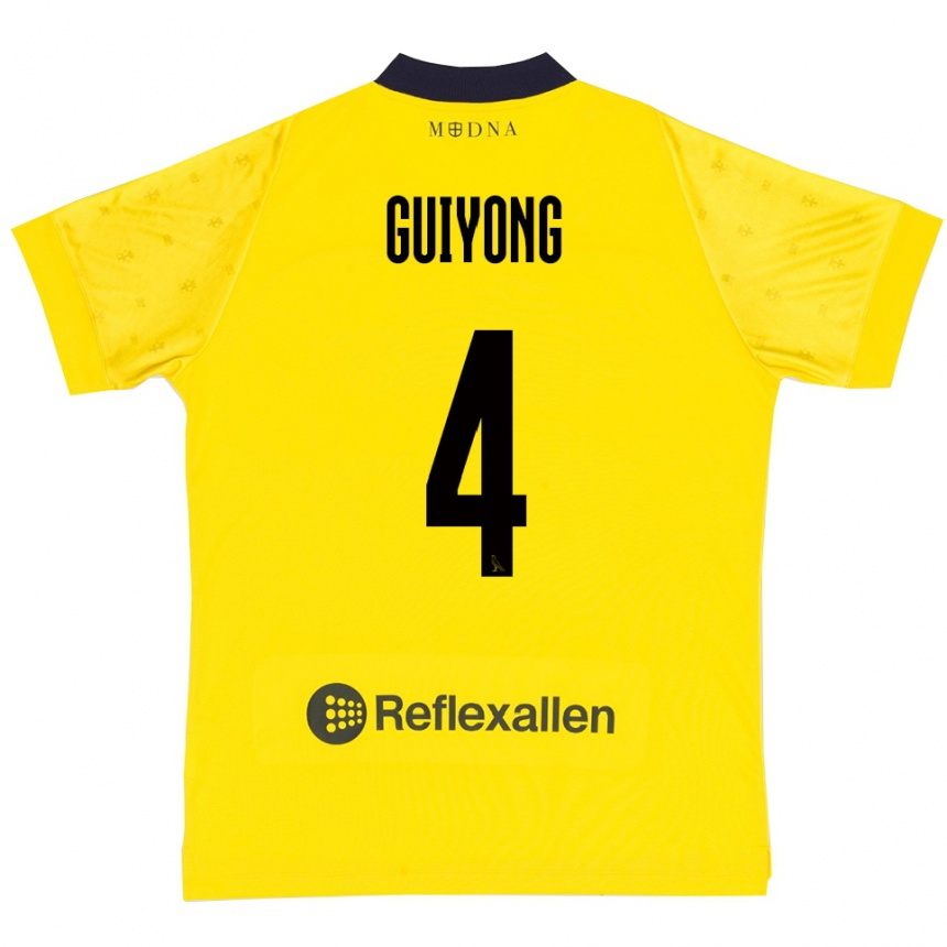 ילדים כדורגל Franck Guiyong #4 צהוב כחול נייבי ג'רזי ביתית 2025/26