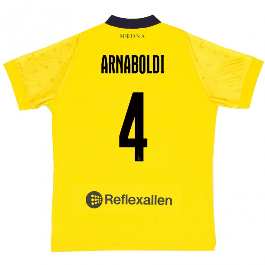 ילדים כדורגל Pietro Arnaboldi #4 צהוב כחול נייבי ג'רזי ביתית 2025/26