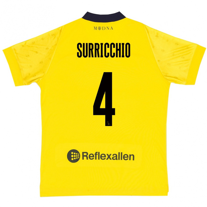 ילדים כדורגל יאקופו סוריקיו #4 צהוב כחול נייבי ג'רזי ביתית 2025/26