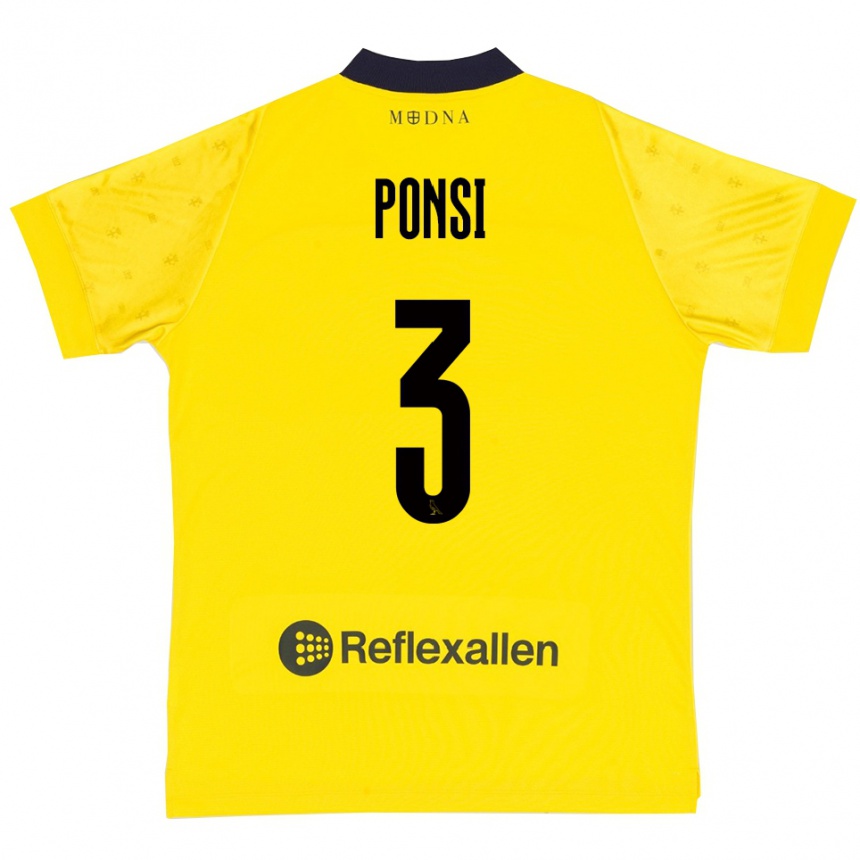 ילדים כדורגל פאביו פונזי #3 צהוב כחול נייבי ג'רזי ביתית 2025/26