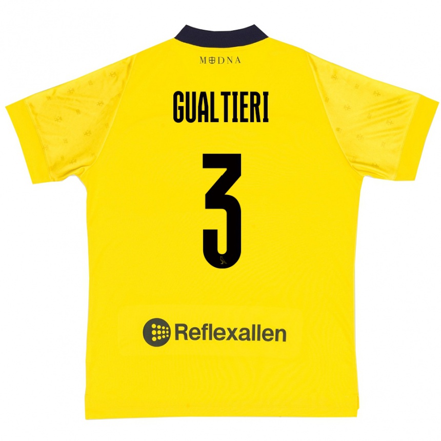 ילדים כדורגל Stefano Gualtieri #3 צהוב כחול נייבי ג'רזי ביתית 2025/26