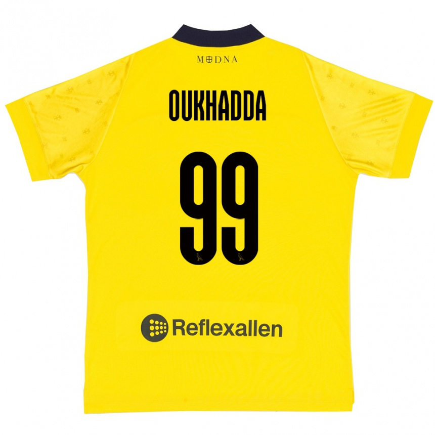 ילדים כדורגל Shady Oukhadda #99 צהוב כחול נייבי ג'רזי ביתית 2025/26