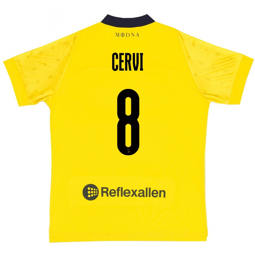 ילדים כדורגל Tommaso Cervi #8 צהוב כחול נייבי ג'רזי ביתית 2025/26