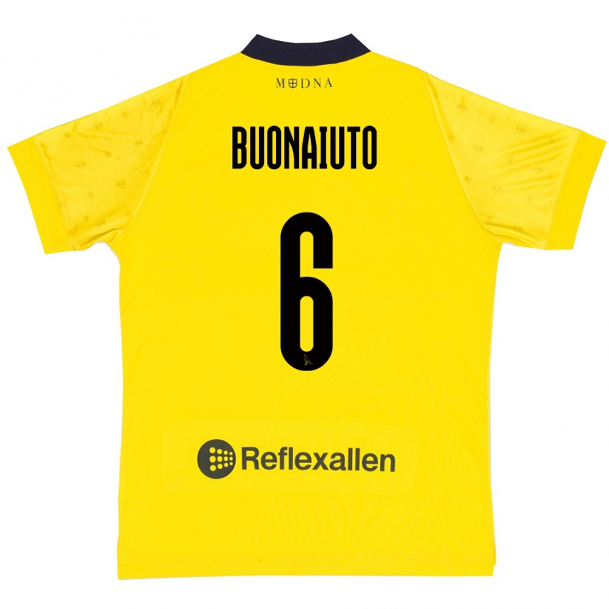 ילדים כדורגל Alessandro Buonaiuto #6 צהוב כחול נייבי ג'רזי ביתית 2025/26