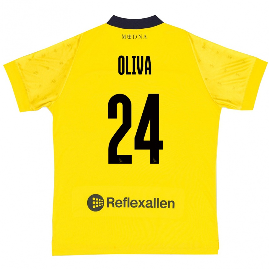 ילדים כדורגל Marco Oliva #24 צהוב כחול נייבי ג'רזי ביתית 2025/26