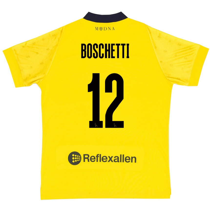 ילדים כדורגל Matteo Boschetti #12 צהוב כחול נייבי ג'רזי ביתית 2025/26