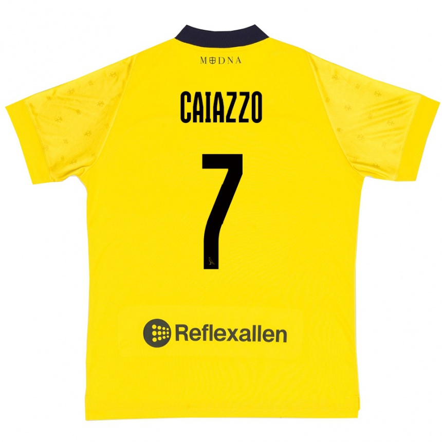 ילדים כדורגל Antonio Caiazzo #7 צהוב כחול נייבי ג'רזי ביתית 2025/26