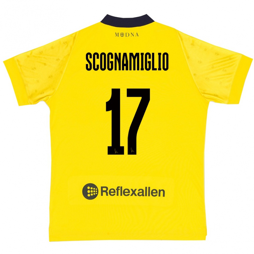 ילדים כדורגל Giuseppe Scognamiglio #17 צהוב כחול נייבי ג'רזי ביתית 2025/26