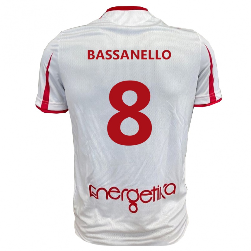 ילדים כדורגל Davide Bassanello #8 לבן אדום ג'רזי ביתית 2025/26