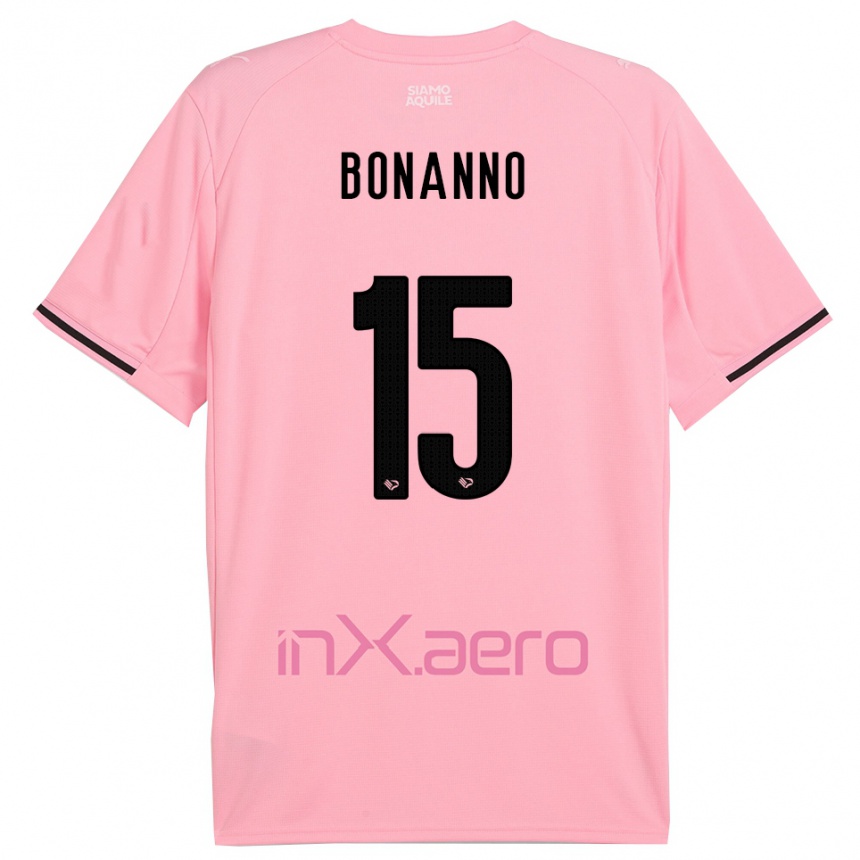 ילדים כדורגל Simone Bonanno #15 ורוד שחור ג'רזי ביתית 2025/26