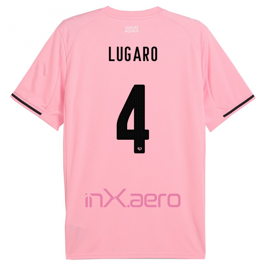 ילדים כדורגל Lorenzo Lugaro #4 ורוד שחור ג'רזי ביתית 2025/26