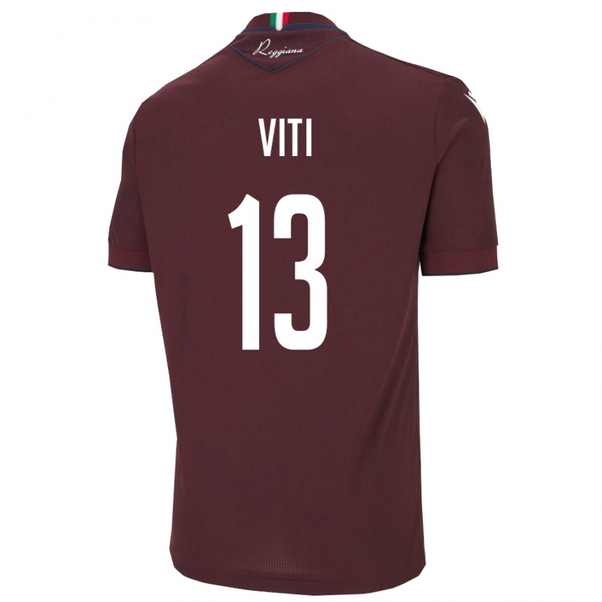 ילדים כדורגל Jacopo Viti #13 בורגונדי לבן ג'רזי ביתית 2025/26