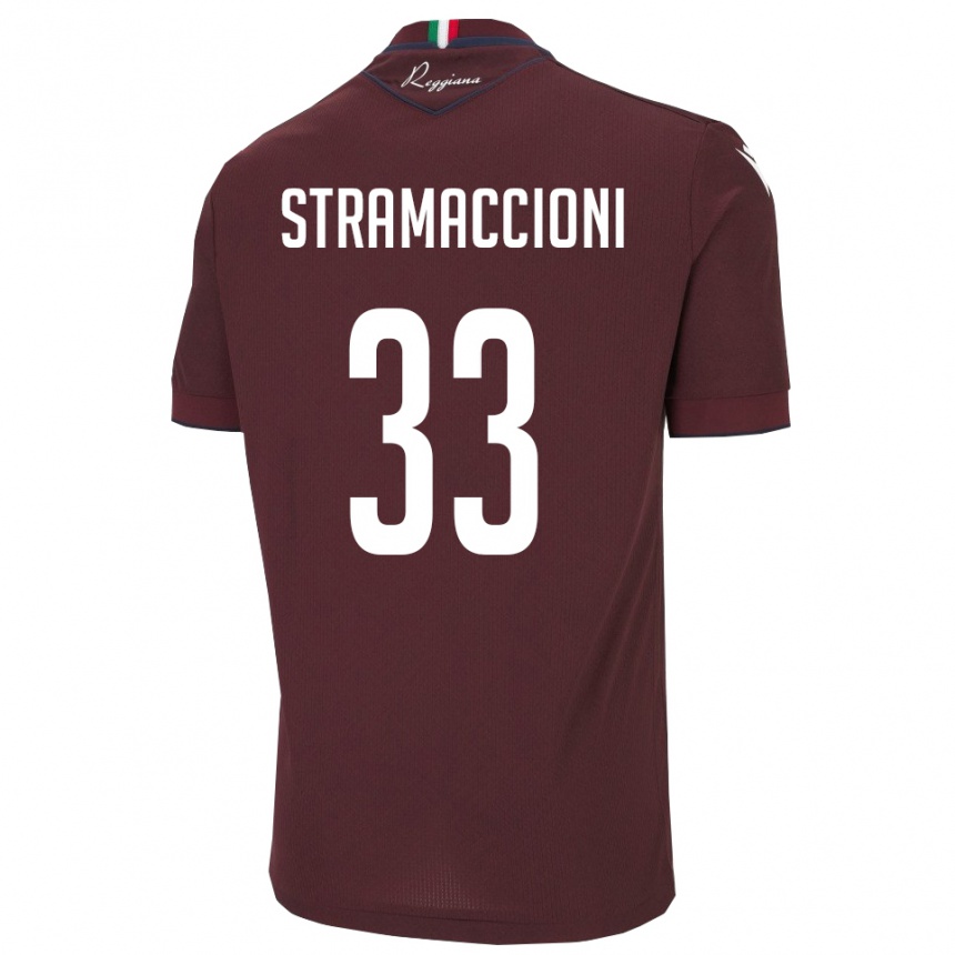 ילדים כדורגל דייגו סטראמאצ'וני #33 בורגונדי לבן ג'רזי ביתית 2025/26