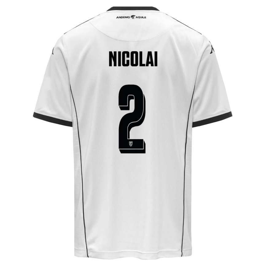 ילדים כדורגל Gabriele Nicolai #2 לבן שחור ג'רזי ביתית 2025/26