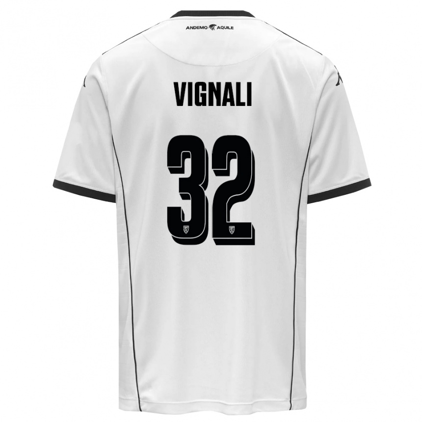 ילדים כדורגל לוקה ויניאלי #32 לבן שחור ג'רזי ביתית 2025/26