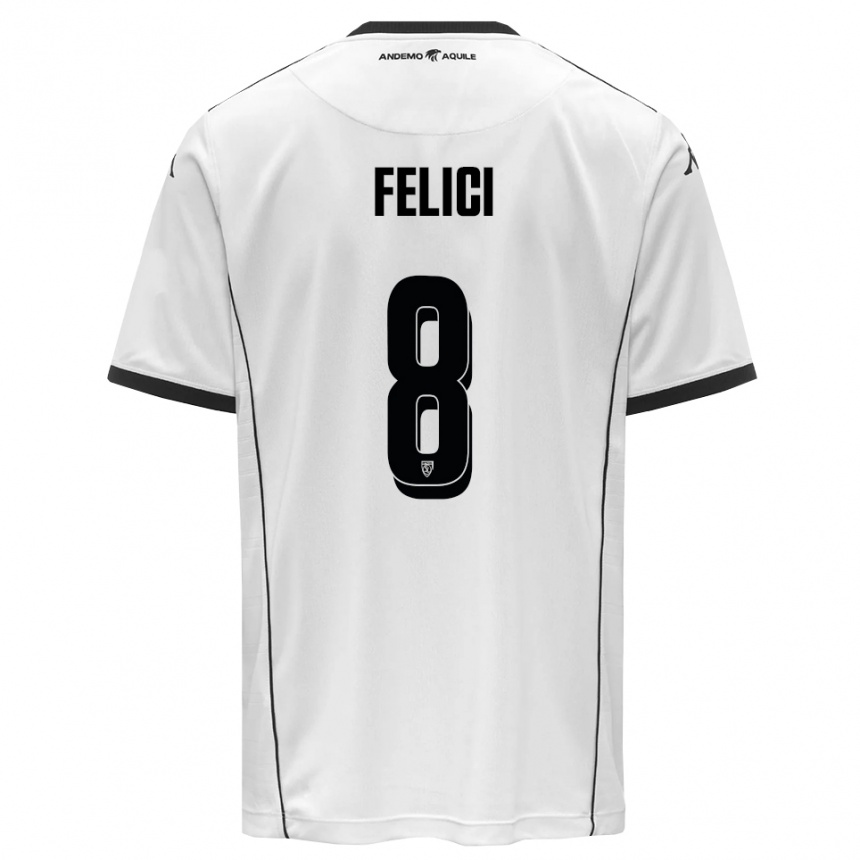 ילדים כדורגל Giuseppe Felici #8 לבן שחור ג'רזי ביתית 2025/26