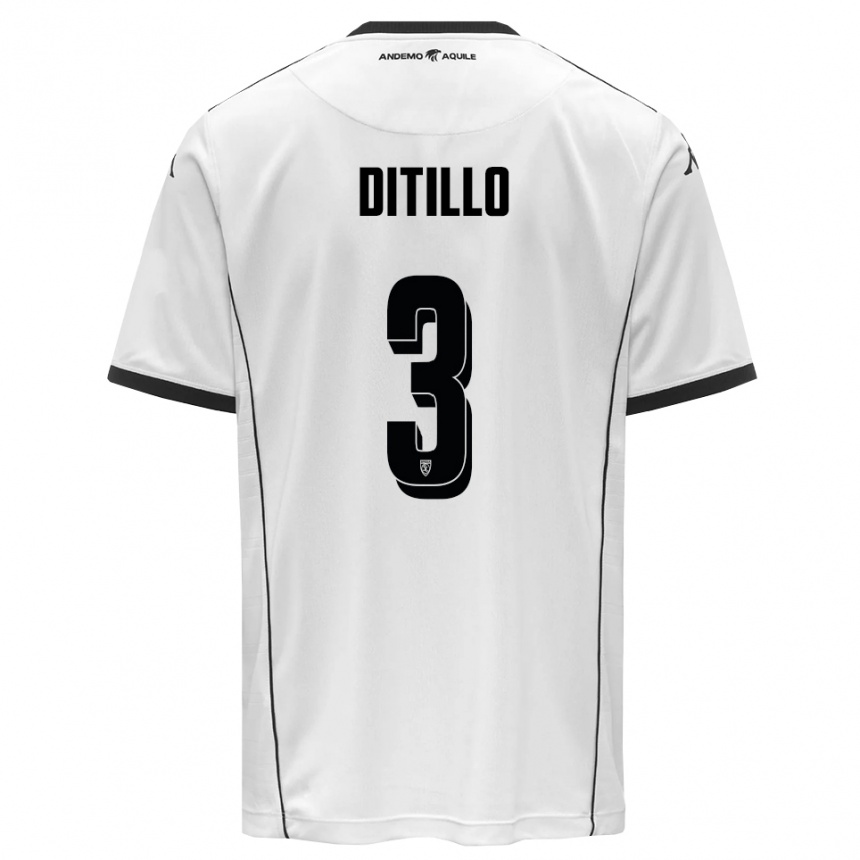 ילדים כדורגל Luigi Ditillo #3 לבן שחור ג'רזי ביתית 2025/26