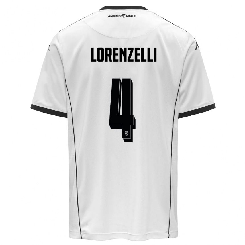 ילדים כדורגל עמנואלה לורנצלי #4 לבן שחור ג'רזי ביתית 2025/26