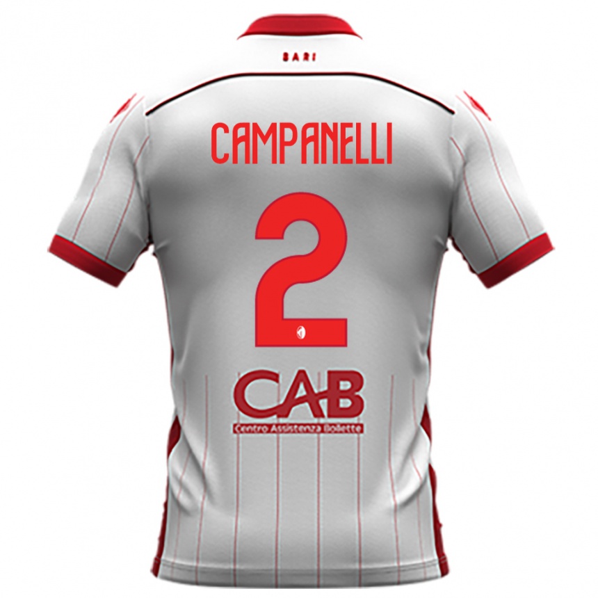 ילדים כדורגל Alessio Campanelli #2 לבן אדום ג'רזי ביתית 2025/26