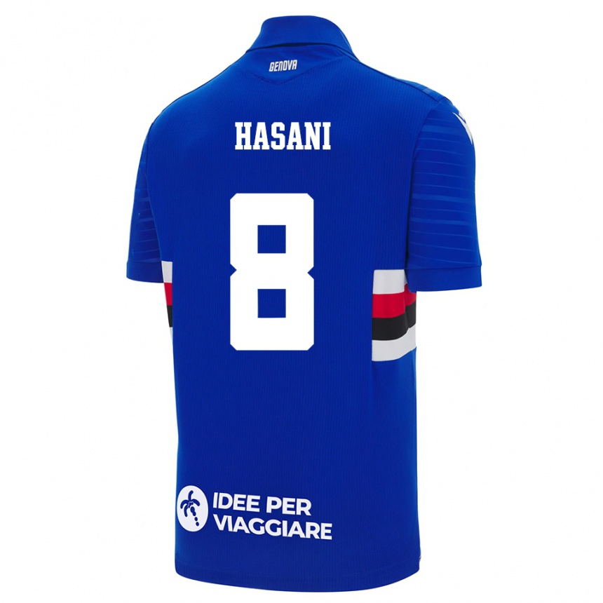 ילדים כדורגל Adam Hasani #8 כחול לבן ג'רזי ביתית 2025/26
