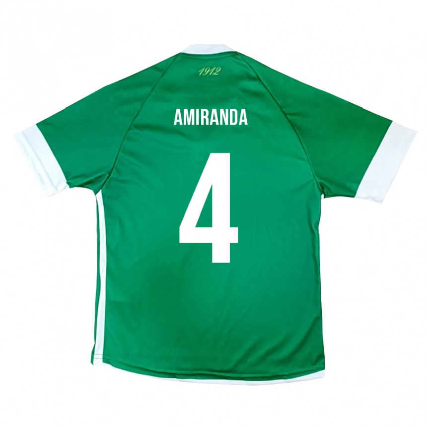 ילדים כדורגל Francesco Amiranda #4 ירוק לבן ג'רזי ביתית 2025/26