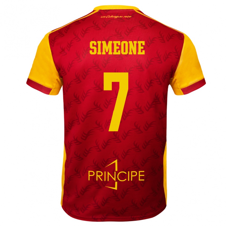 ילדים כדורגל Mattia Simeone #7 צהוב אדום ג'רזי ביתית 2025/26