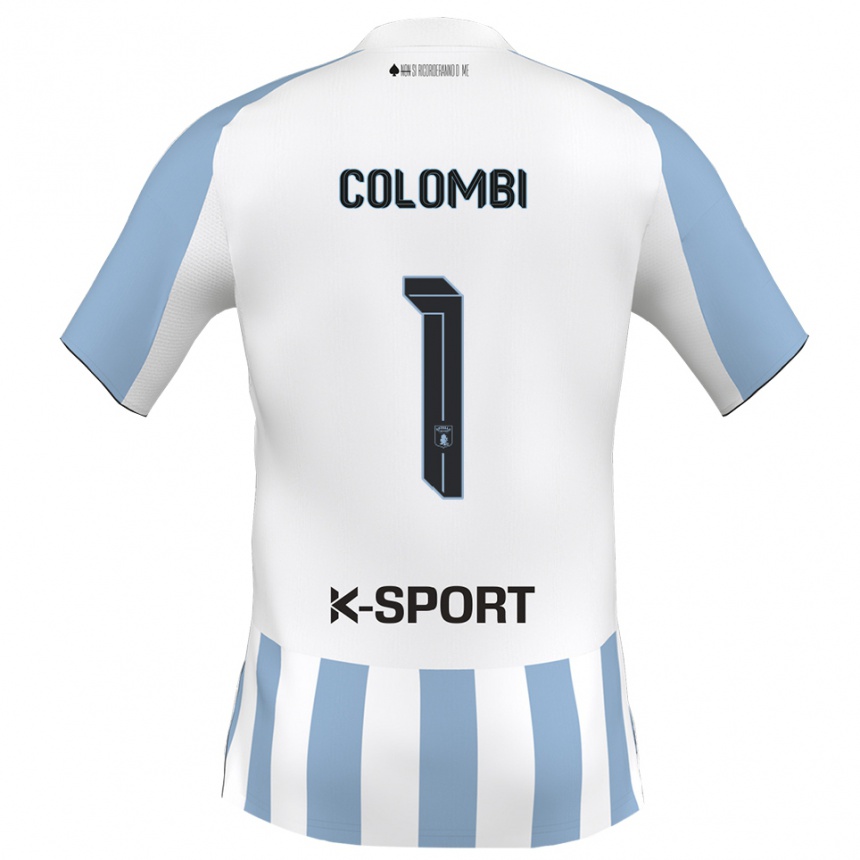 ילדים כדורגל סימונה קולומבי #1 לבן כחול שמיים ג'רזי ביתית 2025/26