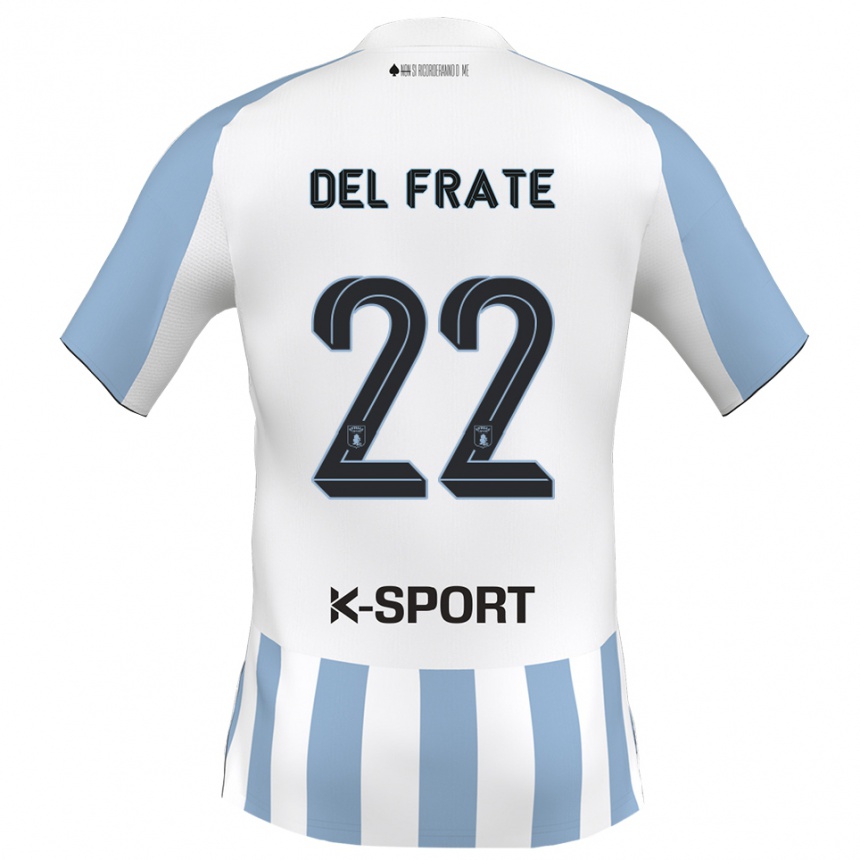 ילדים כדורגל Federico Del Frate #22 לבן כחול שמיים ג'רזי ביתית 2025/26