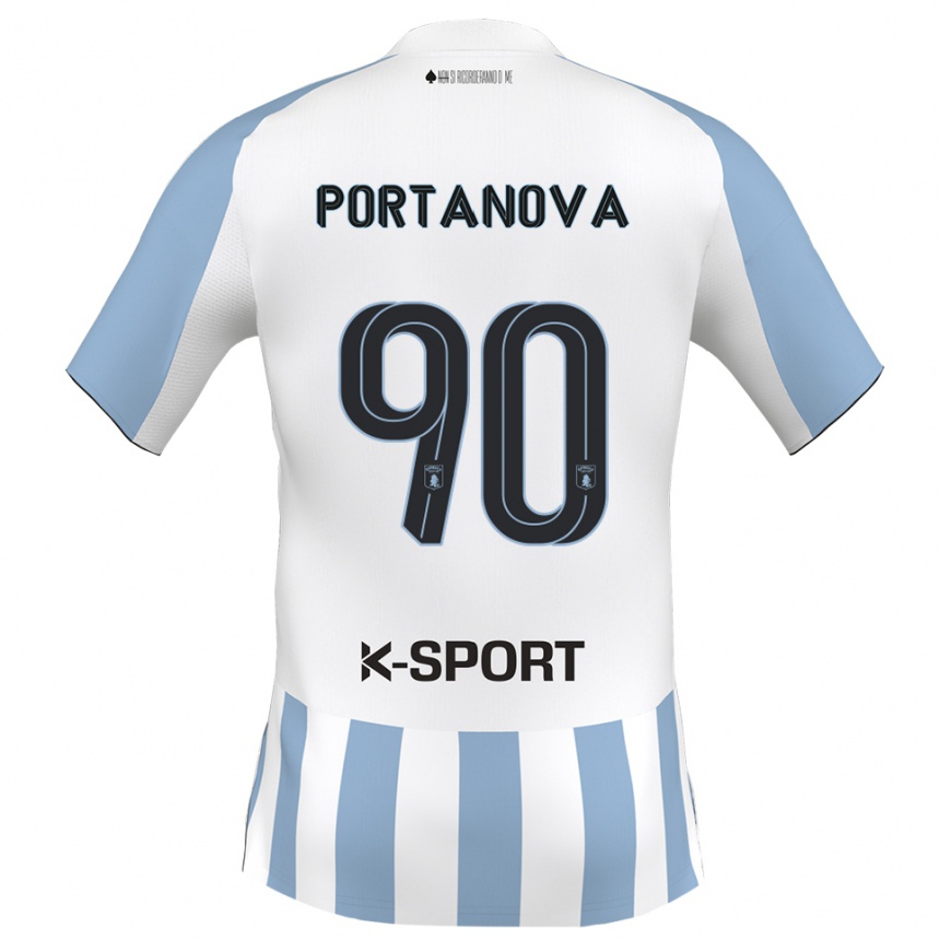 ילדים כדורגל דניס פורטנובה #90 לבן כחול שמיים ג'רזי ביתית 2025/26