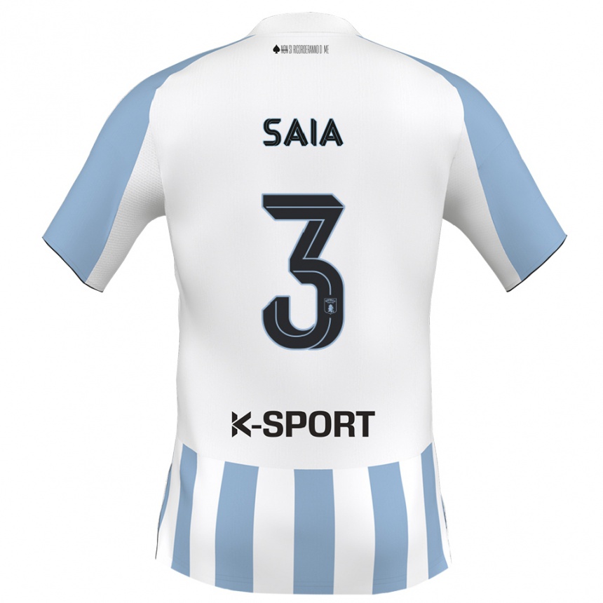 ילדים כדורגל Chris Saia #3 לבן כחול שמיים ג'רזי ביתית 2025/26