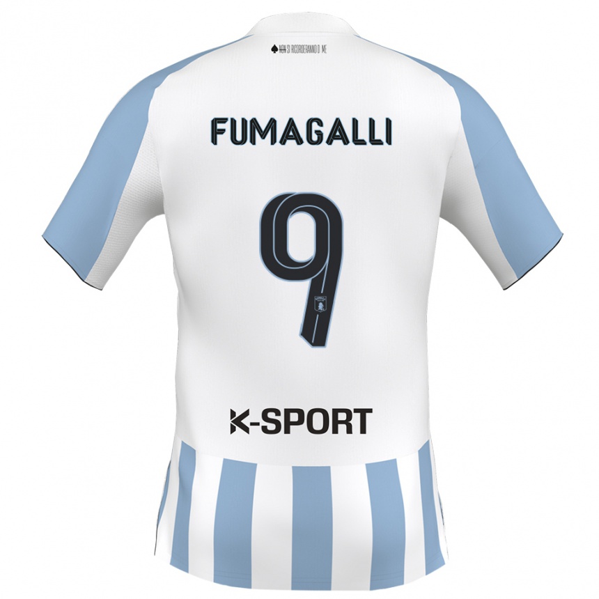 ילדים כדורגל Tommaso Fumagalli #9 לבן כחול שמיים ג'רזי ביתית 2025/26